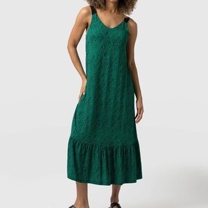 NWT Saint + Sofia Sleeveless Green Tiered Riley Animal Print Maxi Dress Size 8